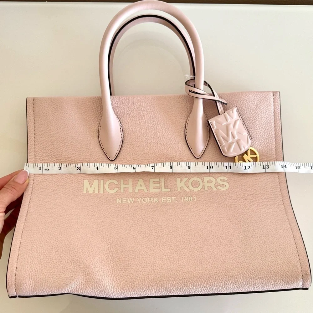NWT! MICHAEL KORS MIRELLA MEDIUM TOTE LEATHER BAG PINK - Picture 12 of 15